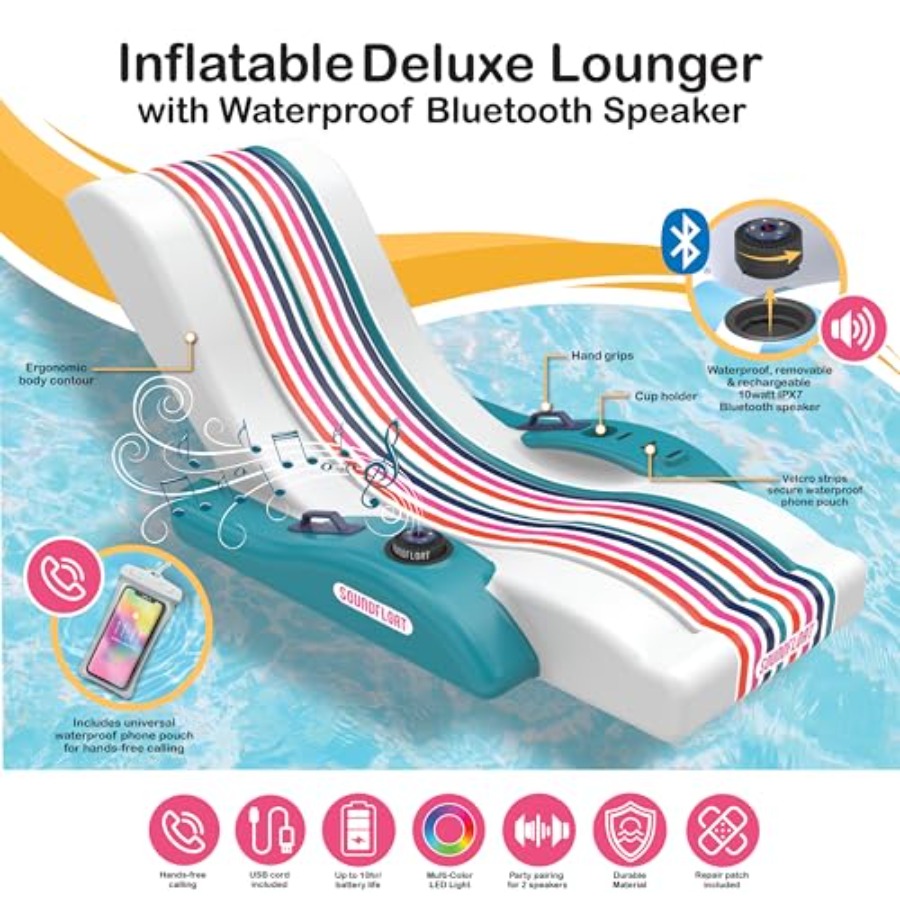 Inflatable Pool Lounger with B - Bluetooth Speaker Waterproof recension och pris